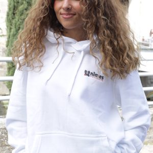Sweat capuche brodé Blanc